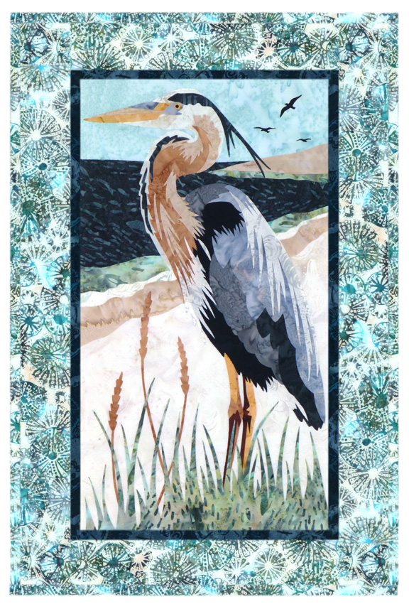 Along the Shores: Blue Heron Wallhanging