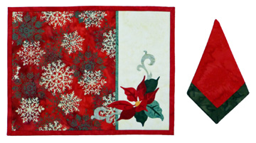 Poinsettia Too in Red Placemat and Napkins