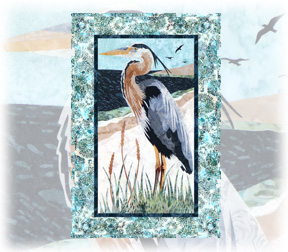 Along the Shores: Blue Heron Wallhanging